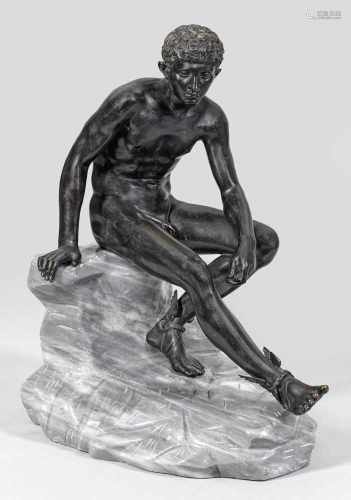 Italienischer Bildhauer(Tätig Ende 19. Jh. in Neapel)Rastender HermesBronze, dunkel patiniert;