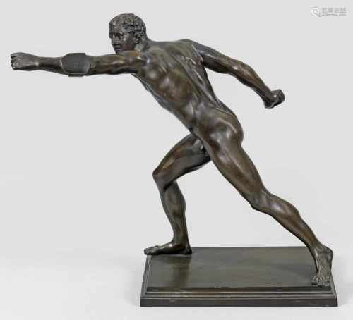 Anonymer Bildhauer(Tätig um 1900)Borghesischer FechterBronze, dunkel patiniert. Gießerei-