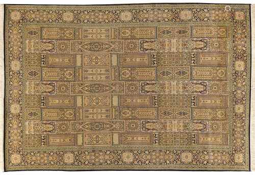 Kaschmir-SeidenteppichIndien. Seide auf Baumwolle. Im Innenfeld flächendeckende Musterung aus