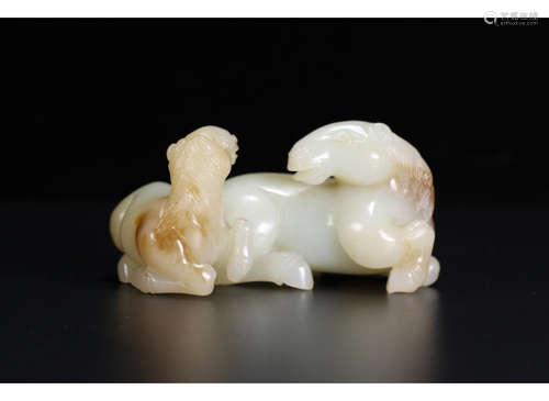 A Chinese Hetian Jade Horse Shape Ornament