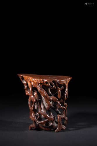 A Chinese Carved Boxwood Flower Stage