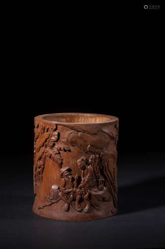 A Chinese Carved Bamboo Brush Pot