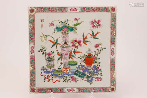 A Chinese Famille Rose Porcelain Board