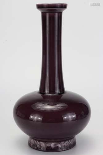 A Chinese Eggplant Purple Skin Porcelain Flask