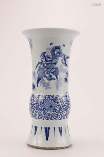 A Chinese Carved Blue and White Porcelain Flower Vase