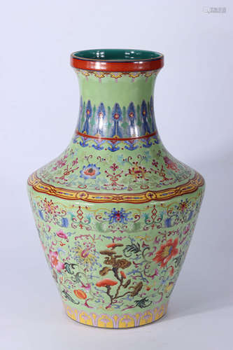 A Chinese Floral Green Land Porcelain Vase