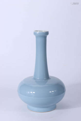 A Chinese Skyblue Glazed Porcelain Flask