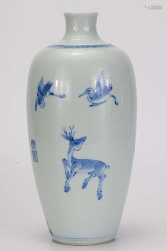 A Chinese Blue and White Porcelain Plum Vase