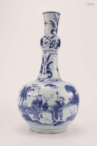 A Chinese Blue and White Porcelain Garlic Bottle