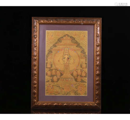 A Chinese Thang-ga Thousand-Hand Kwan-yin Painting