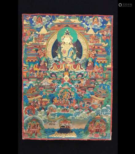 A Chinese Maitreya Nirvana Thang-ga Painting