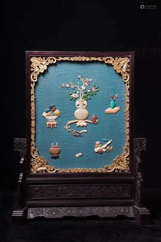 A Chinese Jewel Inlaid Screen Decoration