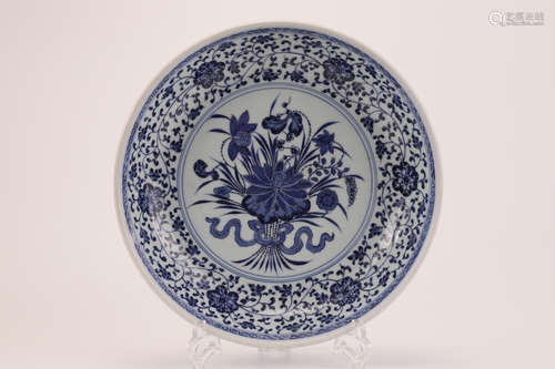 A Chinese Blue and White Porcelain Plate