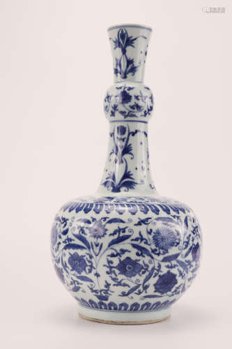 A Chinese Blue and White Porcelain Garlic Bottle