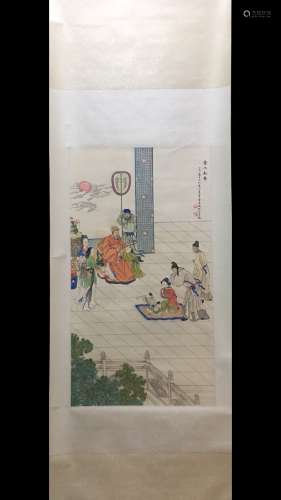 A Chinese Silk Scroll Painting, Feng Chaoran Mark