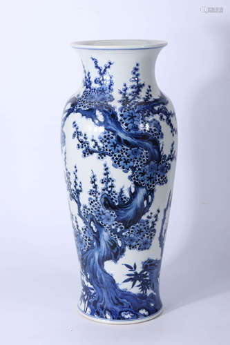 A Chinese Blue and White Porcelain Tube Vase