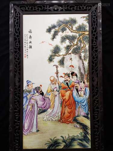 A Chinese Famille Rose Porcelain Board Figure Painting