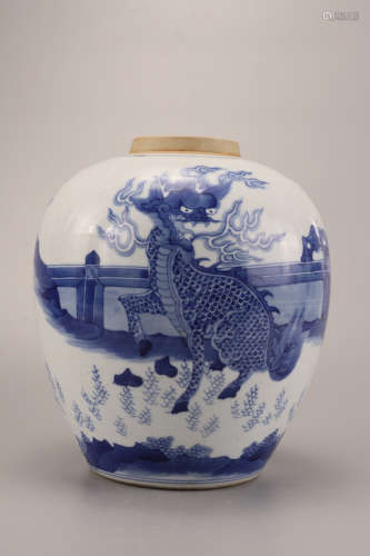 A Chinese Blue and White Porcelain Jar 