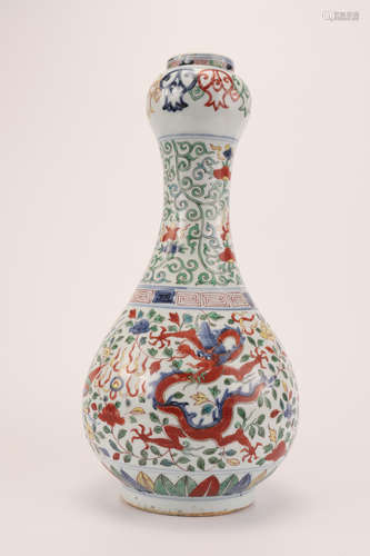 A Chinese Multi-colored Porcelain Garlic Bottle