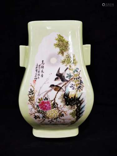 A Chinese Famille Rose Porcelain Square Jar