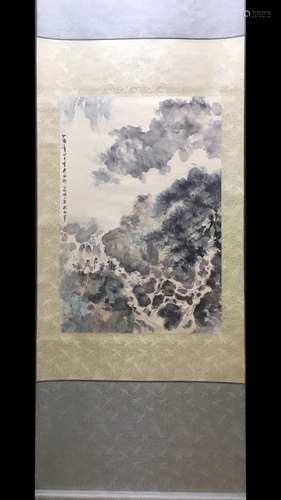 A Chinese Landscape Scroll Painting, Fu Baoshi Mark