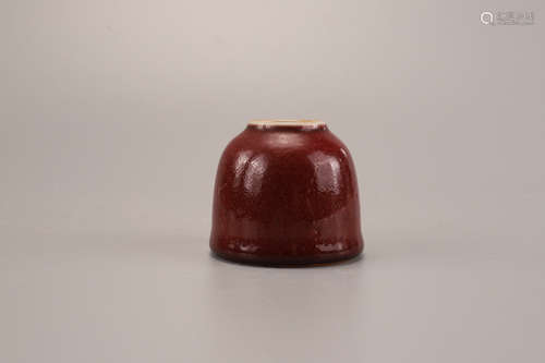 A Chinese Red Glaze Porcelain Water Pot for Inkstone