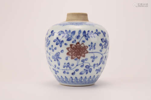 A Chinese Blue and White Underglazed Red Porcelain Jar