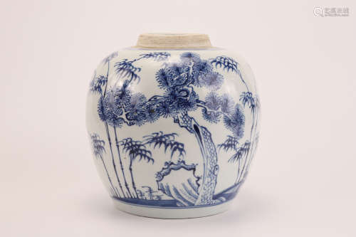 A Chinese Blue and White Porcelain Plum Jar