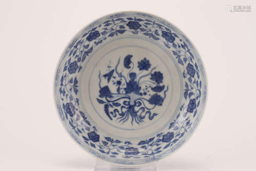 A Chinese Blue and White Porcelain Plate