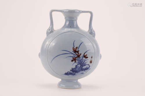 A Chinese Blue and White Underglazed Red Porcelain Vase