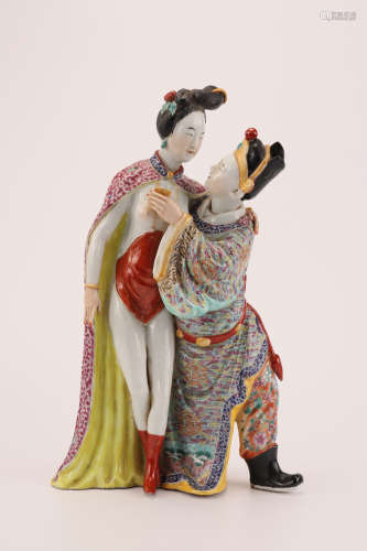 A Chinese Famille Rose Porcelain Figure Statue