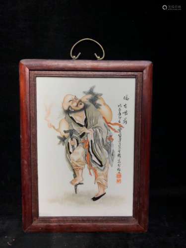 A Chinese A Chinese Famille Rose Porcelain Board Figure Painting