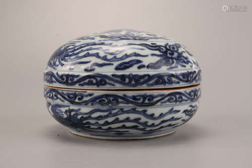 A Chinese Blue and White Porcelain Box with Cover