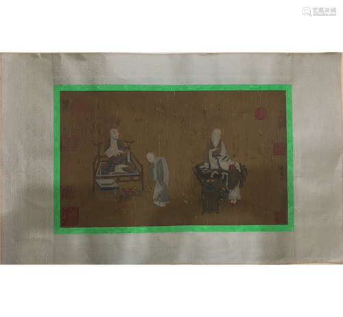 A Chinese Figure Silk Scroll, Wu Daozi Mark