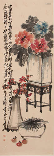 A Chinese Peony Painting, Wu Changshuo Mark