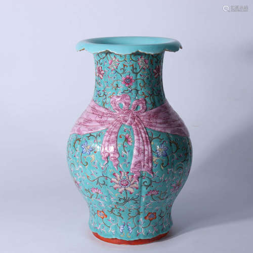 A Chinese Floral Blue Land Porcelain Vase