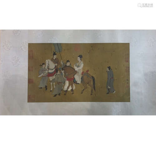A Chinese Figure Silk Scroll, Zhang Xuan Mark