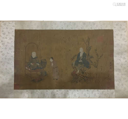 A Chinese Figure Silk Scroll, Wu Daozi Mark