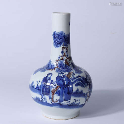 A Chinese Blue and White Underglazed Red Porcelain Vase