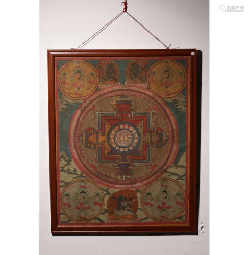 A Chinese Thang-ga Painting Hanging Screen