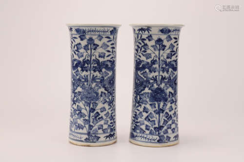 A Pair of Chinese Blue and White Porcelain Hats Stand