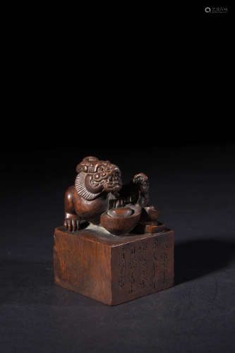 A Chinese Carved Bamboo Square Seal