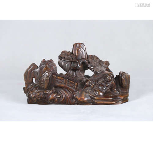 A Chinese Carved Eaglewood Rockery Decoration