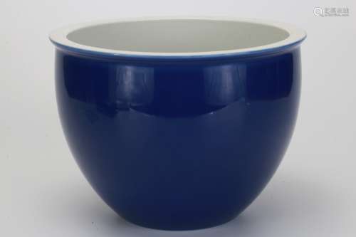 A Chinese Blue Glazed Porcelain Tank