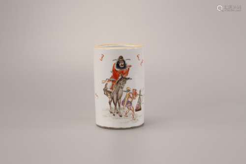 A Chinese Famille Rose Porcelain Brush Pot