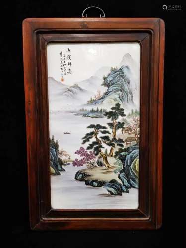 A Chinese Famille Rose Porcelain Board Painting