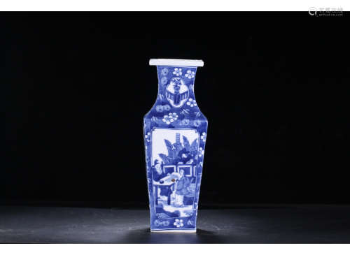 A Chinese Blue and White Porcelain Squared Zun
