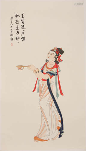 A Chinese Figure Painting, Zhang Daqian Mark