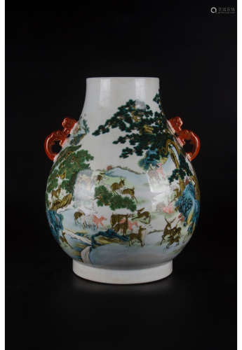A Chinese Famille Rose Porcelain Zun