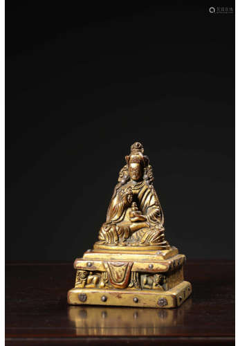 A Chinese Bronze Gilding Buddha Statue 